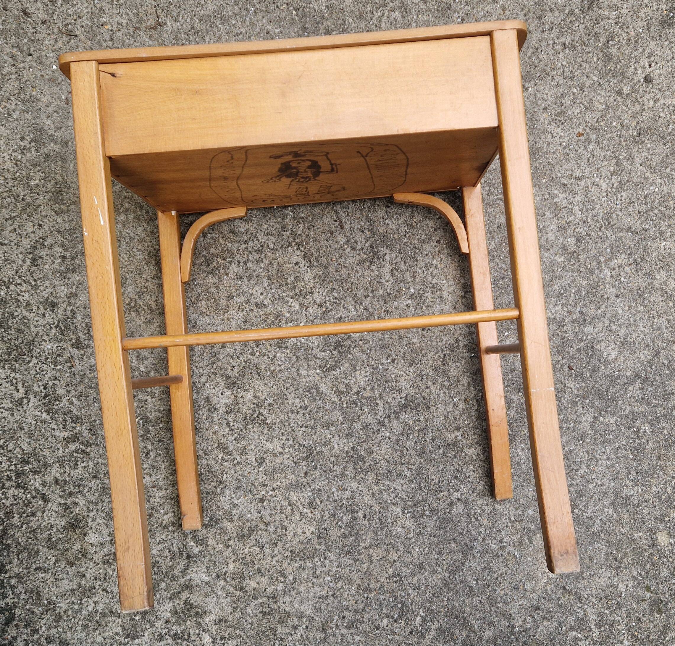 Baumann school desk and chair, retro 1930s