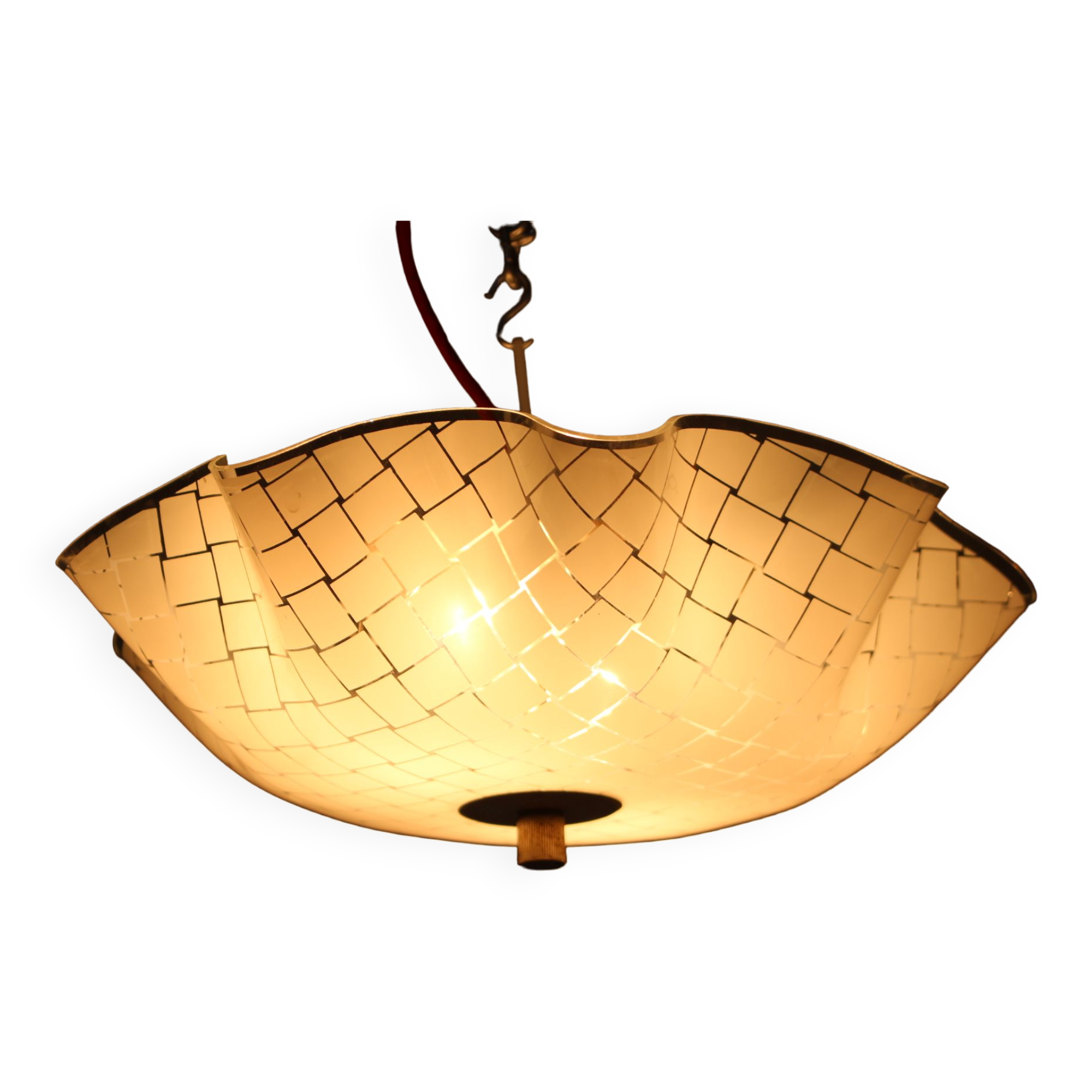 1970s Glass Pendant Lamp, Czechoslovakia