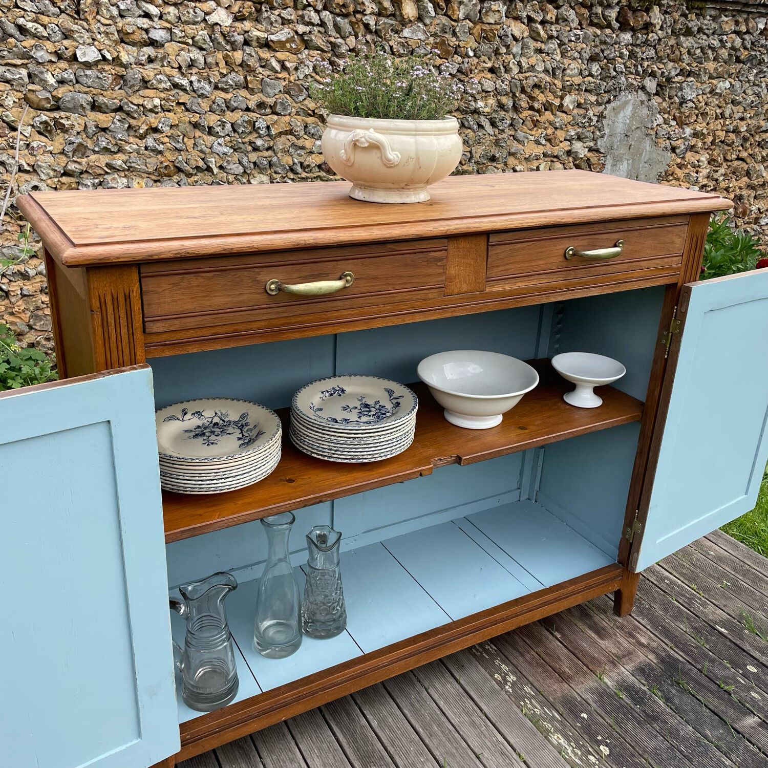 Parisian sideboard vintage solid oak
