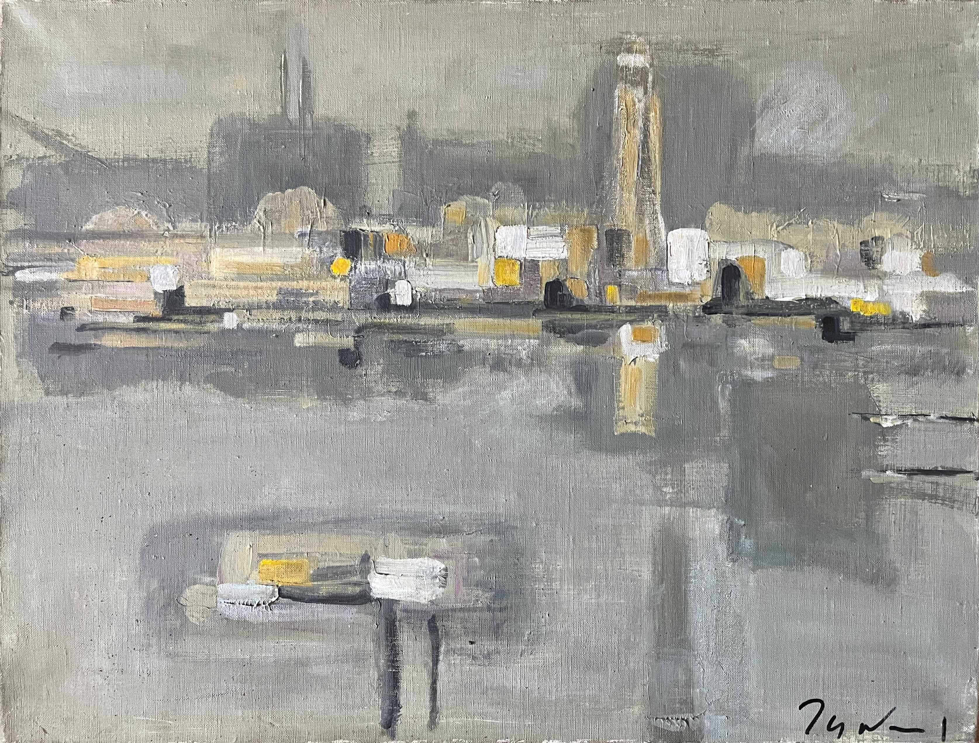 HST Marine painting "Industrial port" signed around 1950
