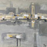 Tableau HST Marine "Port industriel" signé vers 1950