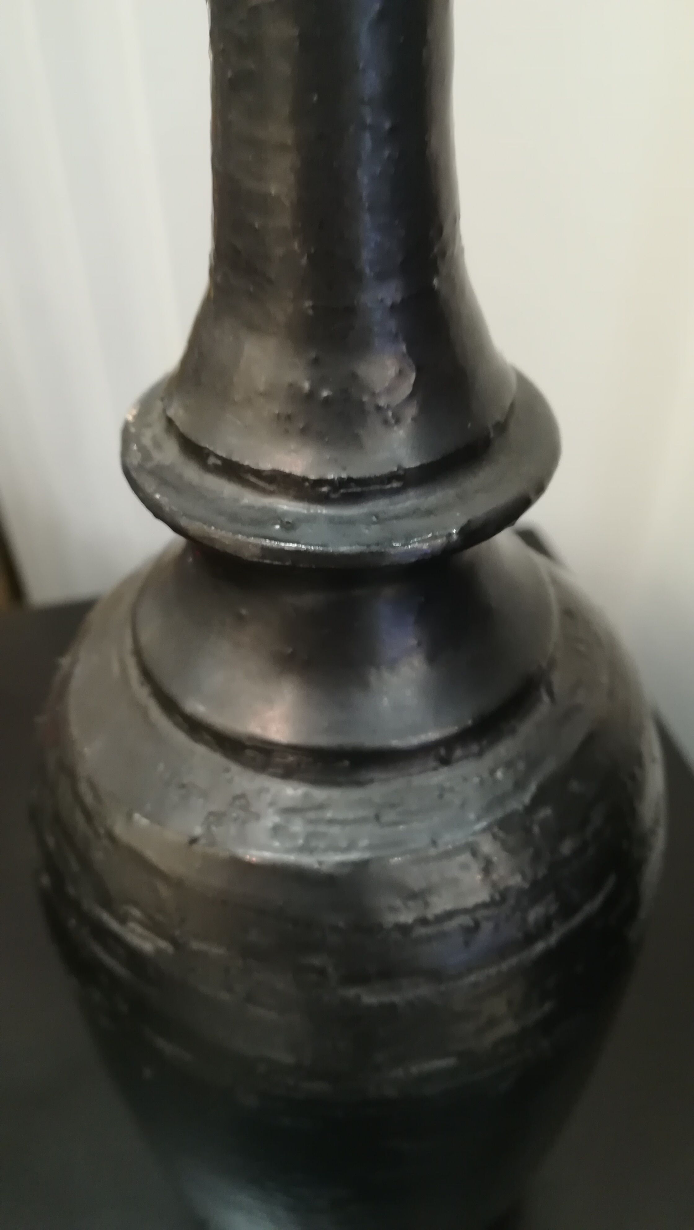 Vase of black enamelled terracotta, signed Jean Marais