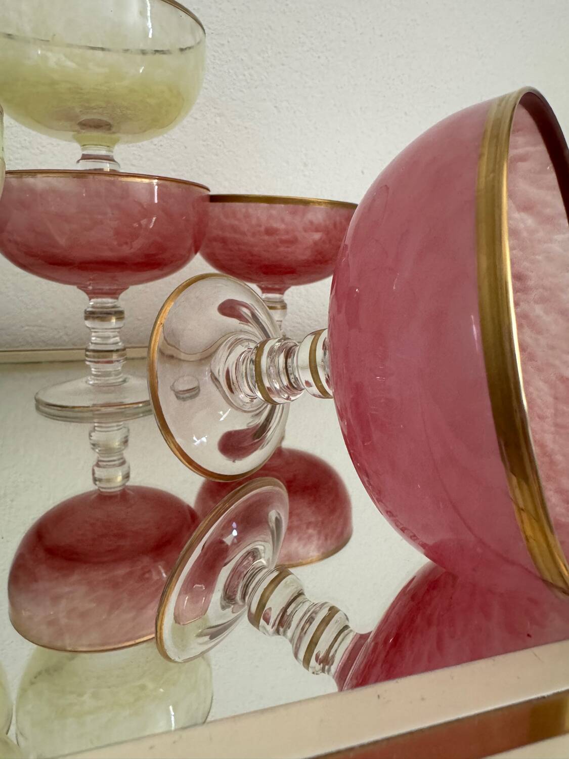 Multi-colored Venetian crystal ice cream cups