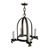Wrought iron hanging chandelier from the 1950s
