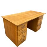 Vintage light oak executive desk