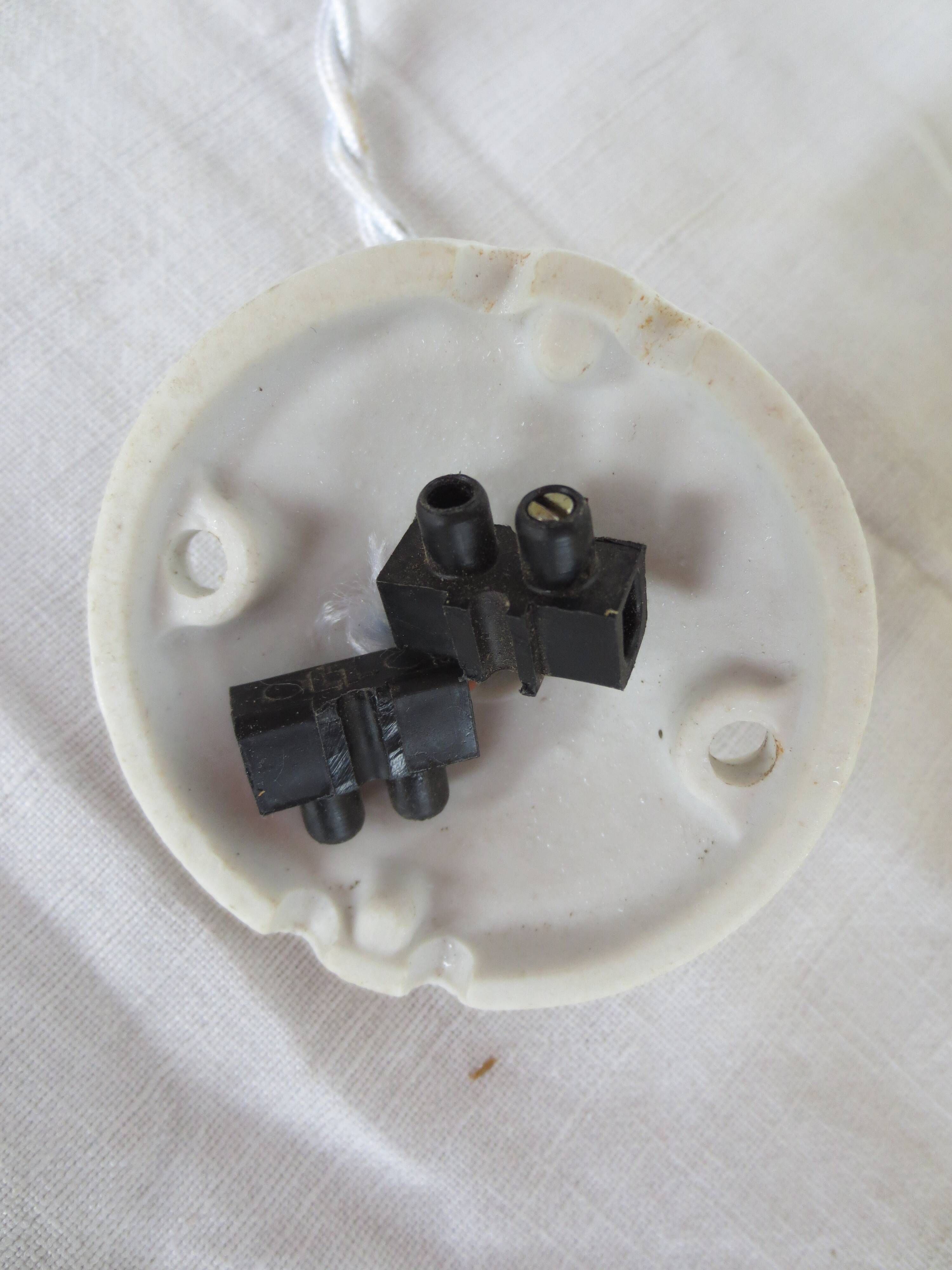 Suspension et son opaline clichy couleur  paille / blanc