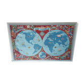 Poster, planisphere airline " air france " printing perceval