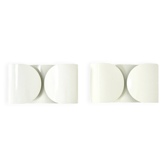 Ensemble de 2 Appliques Foglio blanches par Tobia & Afra Scarpa pour Flos, 1960s