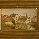Oil on canvas representing a mill