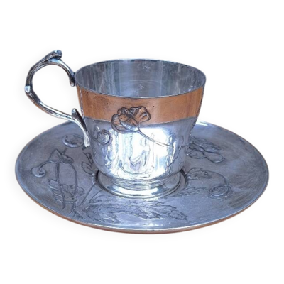 Tasse et soucoupe en métal argenté Gallia Christofle