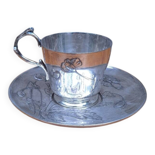 Tasse et soucoupe en métal argenté Gallia Christofle