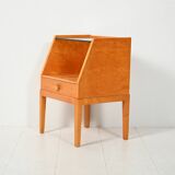 Vintage scandinavian bedside table in birch burl