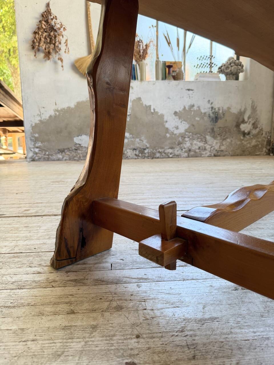 Aranjou farmhouse table in blond elm, 1950s