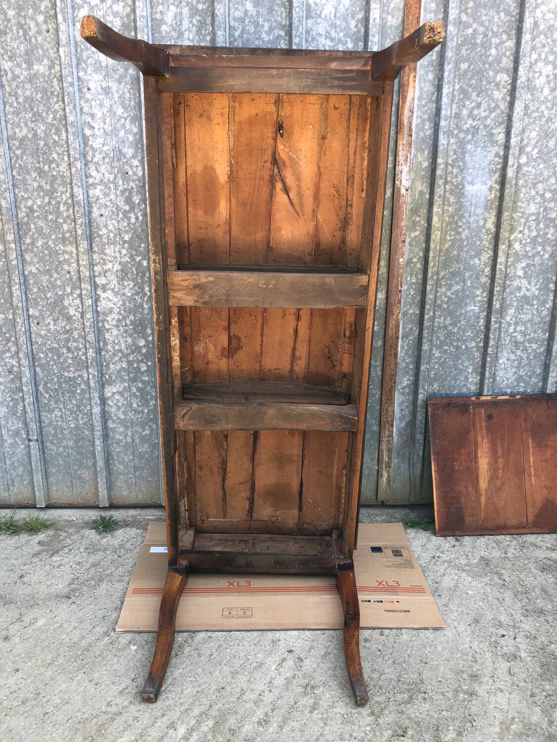 Antique solid cherry farmhouse table with 3 drawers and 2 pulls