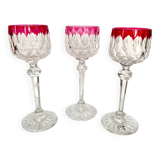 3 Baccarat Crystal Wine Glasses - Juvisy Red Model
