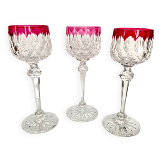 3 Baccarat Crystal Wine Glasses - Juvisy Red Model