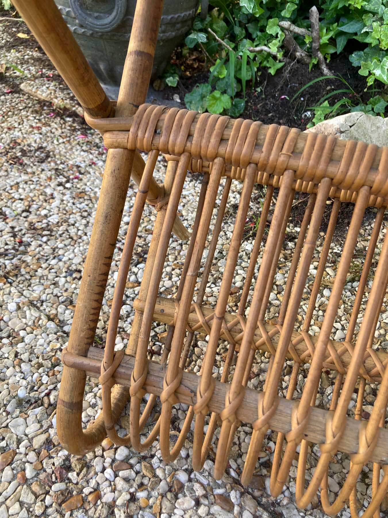 Vintage rattan magazine holder table