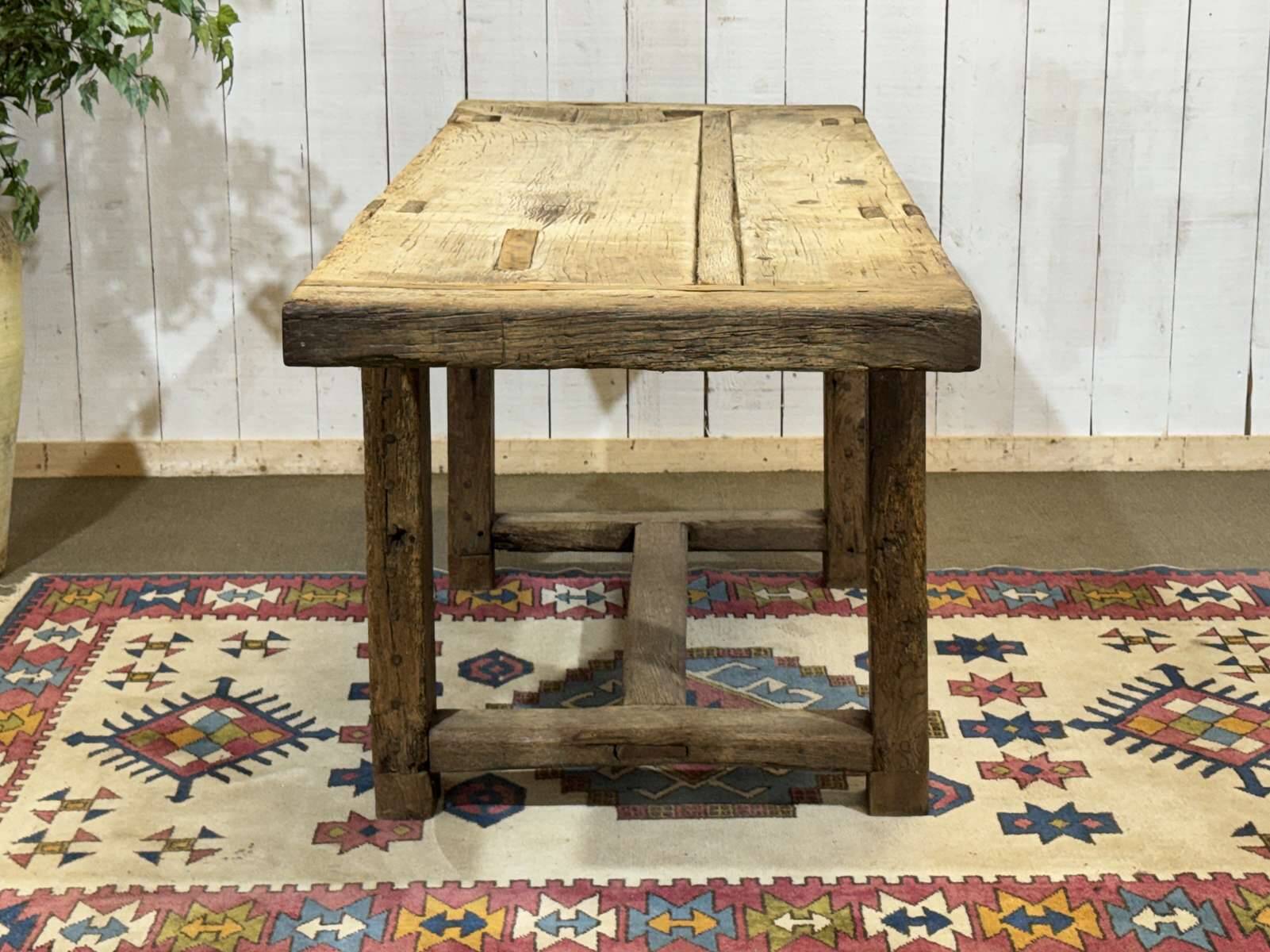 Console - raw oak carpenter's table from the 1930s