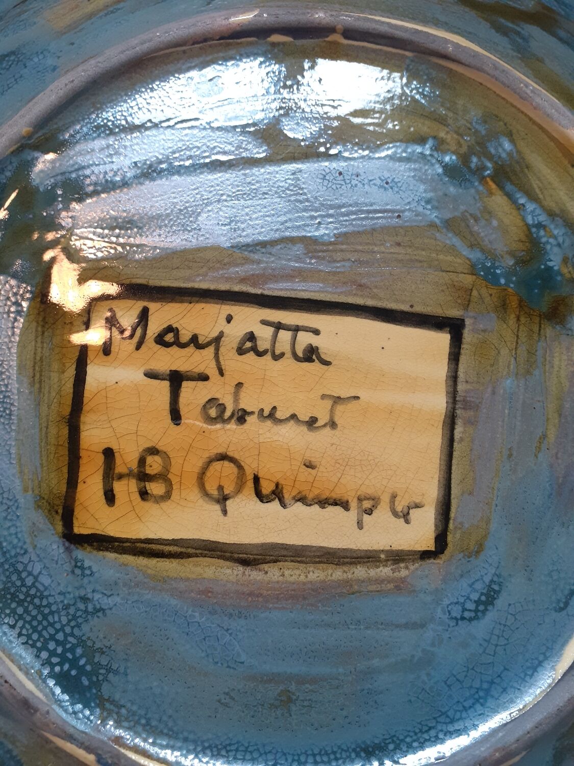 Ceramic plate by Marjatta Taburet Quimper