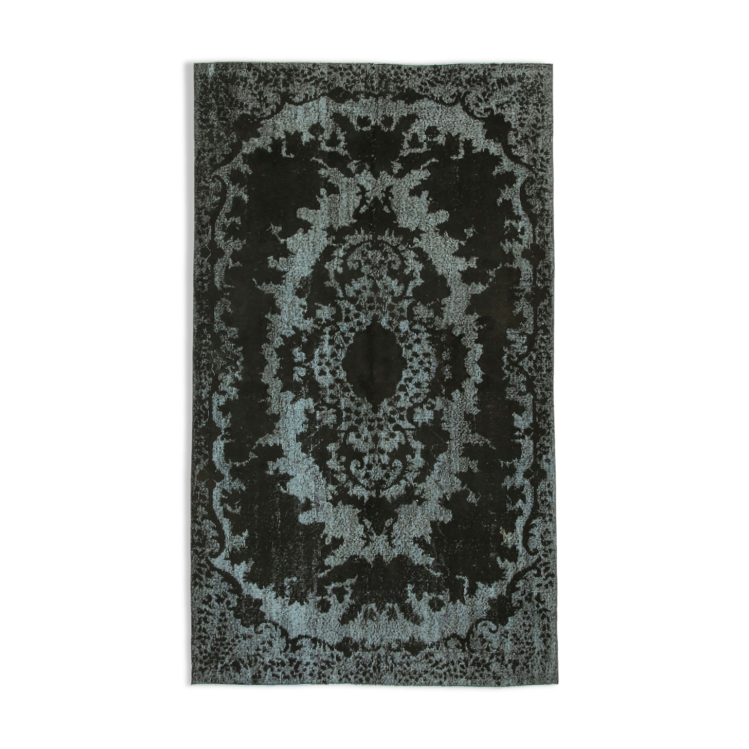 Hand-knotted vintage turkish 1980s 157 cm x 269 cm black rug