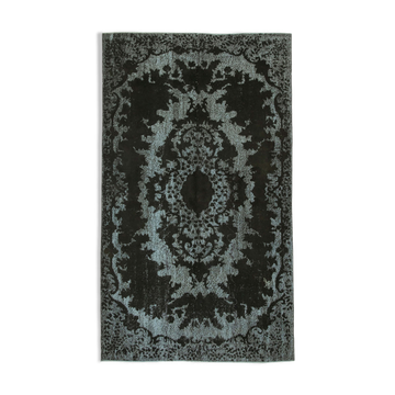 Hand-knotted vintage turkish 1980s 157 cm x 269 cm black rug