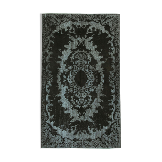 Hand-knotted vintage turkish 1980s 157 cm x 269 cm black rug