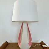 Organic design lamp in white and pink ceramic circa 1950
