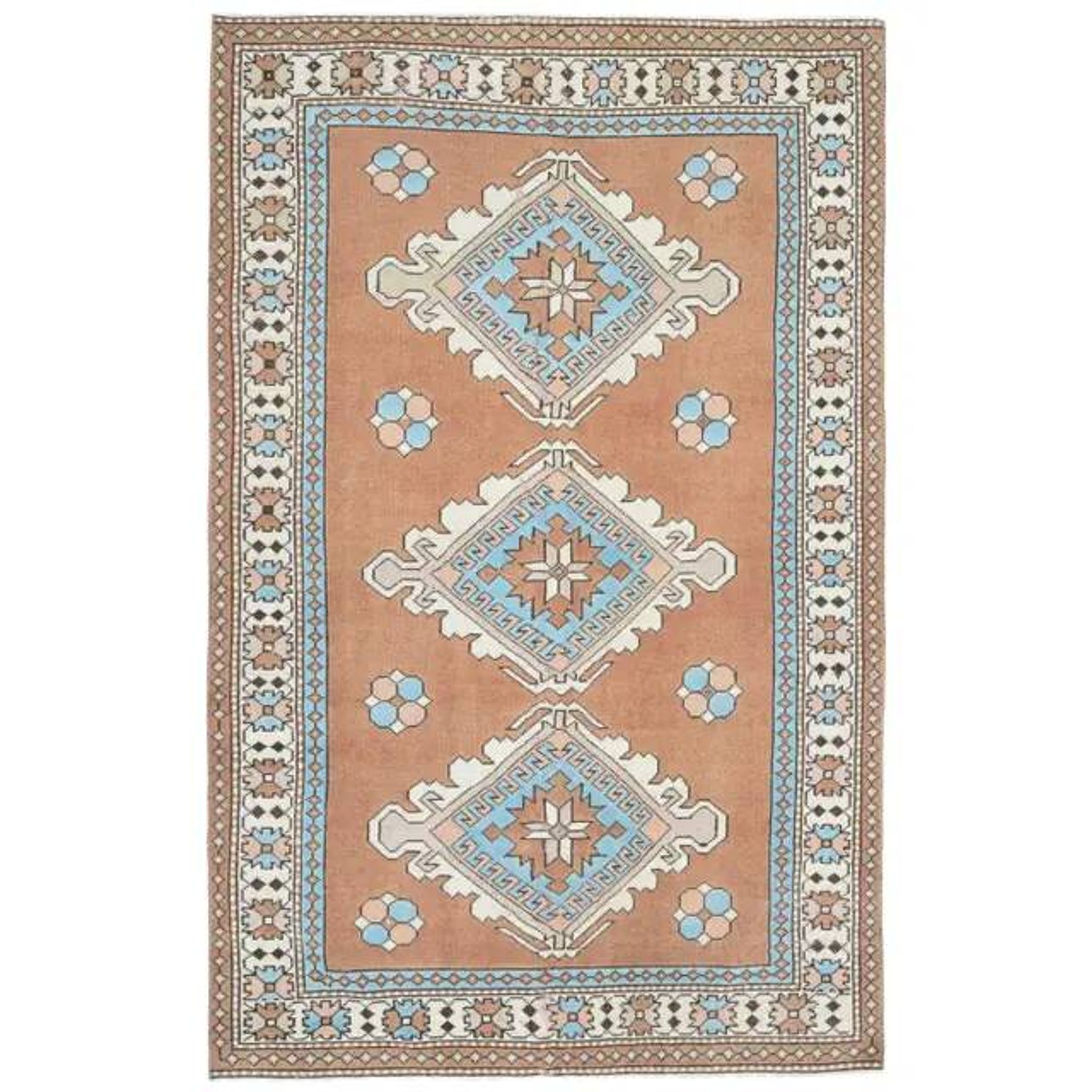 1970s Vintage Turkish Oushak Handmade Wool Cotton Brown Area Rug 160x254