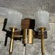 Old pair of wall sconces by Maison Lunel in brass and glass.