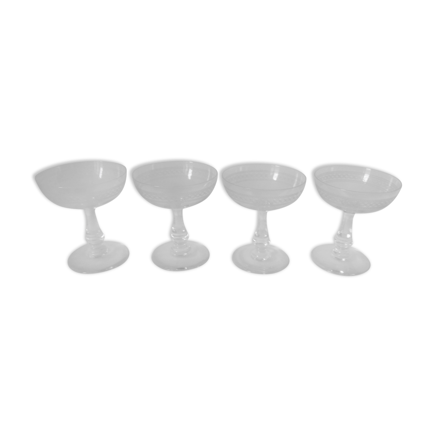 Set of 4 old champagne glasses