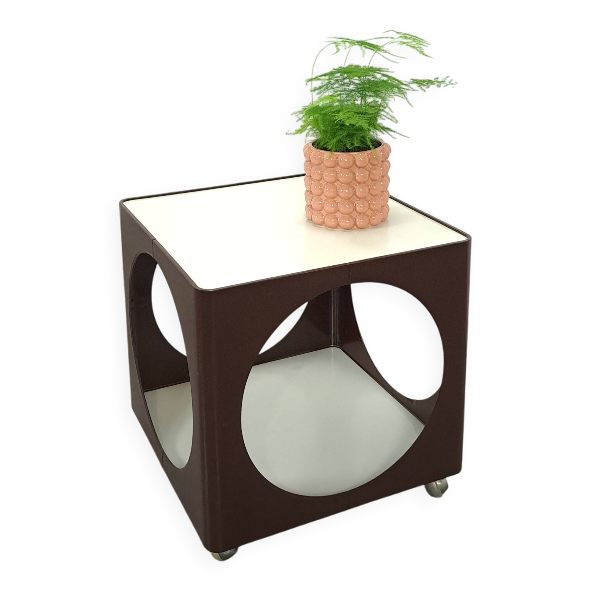 Kubus space age bruine kunststof tafel