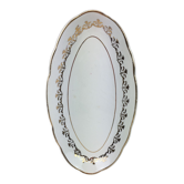 Ravier ancien de forme ovale de couleur blanc et or made in france sarreguemines