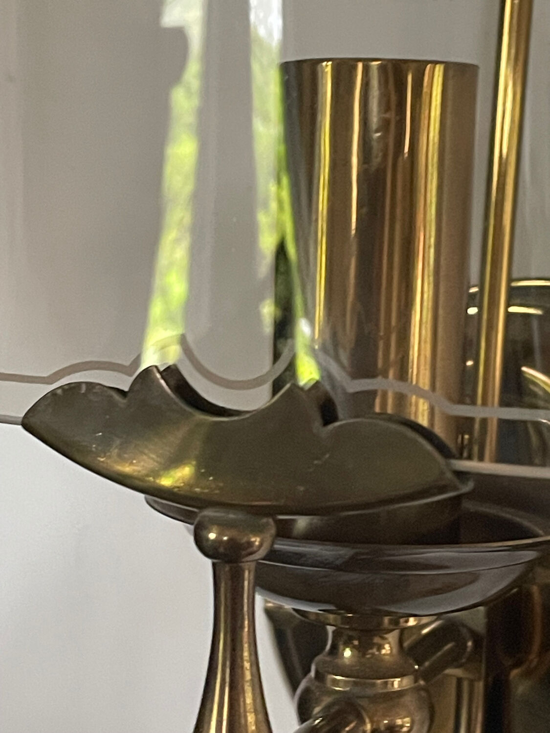 Pair of vintage brass and smoked glass wall lights