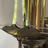 Pair of vintage brass and smoked glass wall lights