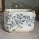 Ancienne base de sucrier faïence patinée motif floral bleu Digoin