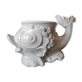 Faience white fish / centerpiece /pot cache/ carp