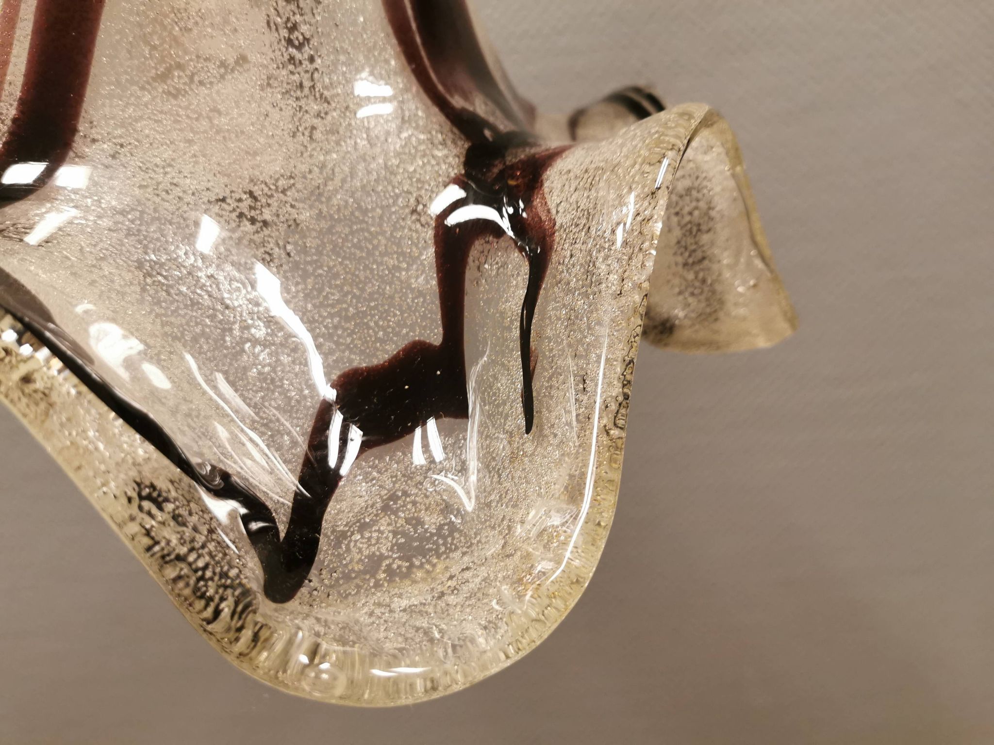 Huge Swedish glass hanging lamp, from Örrefors glassworks with brass top.