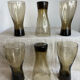 Six smoky glass soda glasses, Luminarc, 1970s.