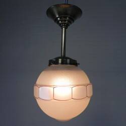 Art Deco pendant light with 12-sided glass ball, 1930s