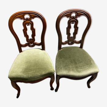 Set of two stylish chairs, khaki green seats