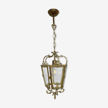 Lustre lanterne ancienne en laiton style Louis XV- Vintage