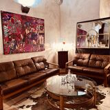 Table basse ronde scandinave en teck 1970