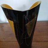 Yellow and black ceramic vase
