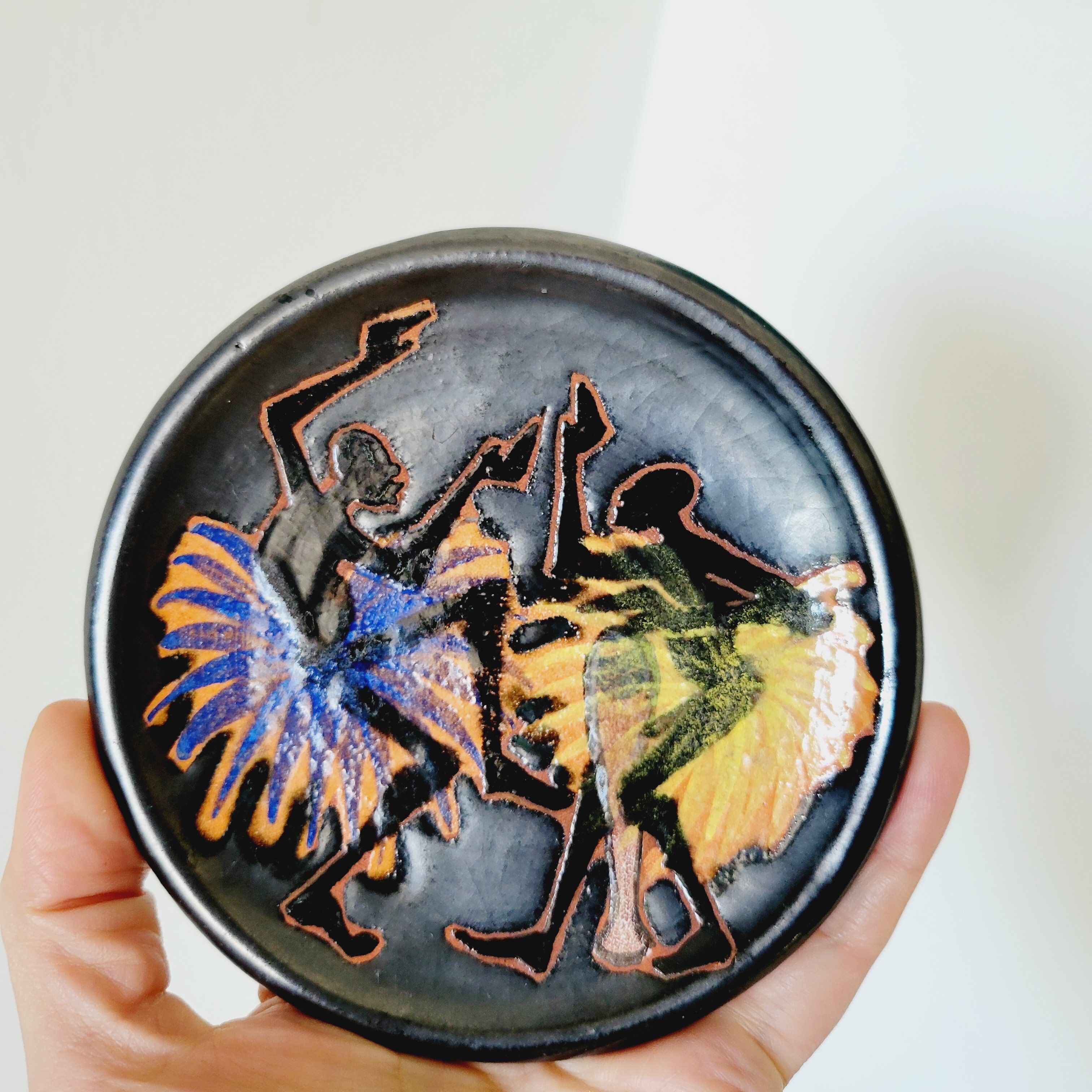 2 glazed ceramic cups Brazzaville Congo Africa 1965 vintage