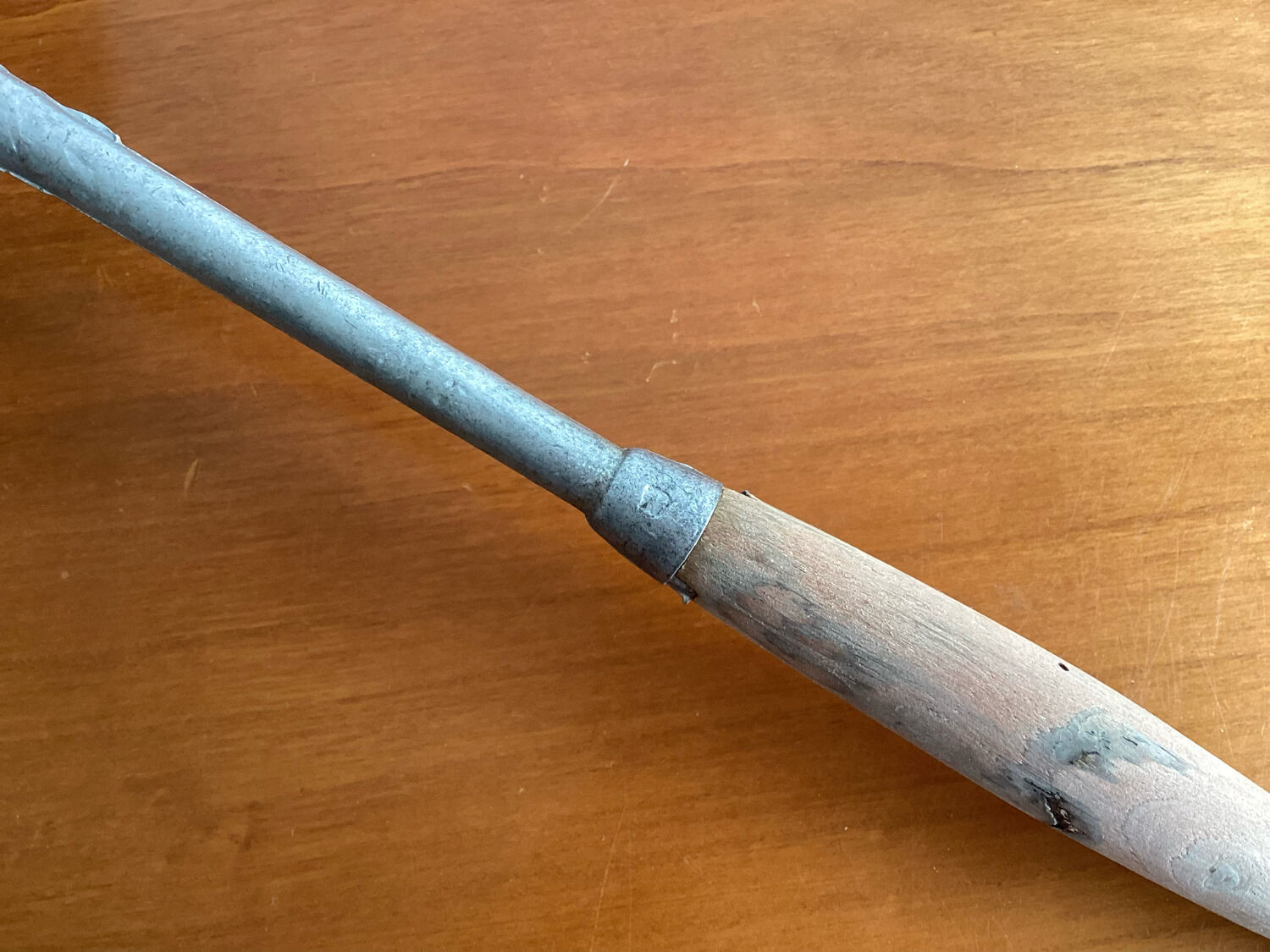 Old ladle aluminum wooden handle
