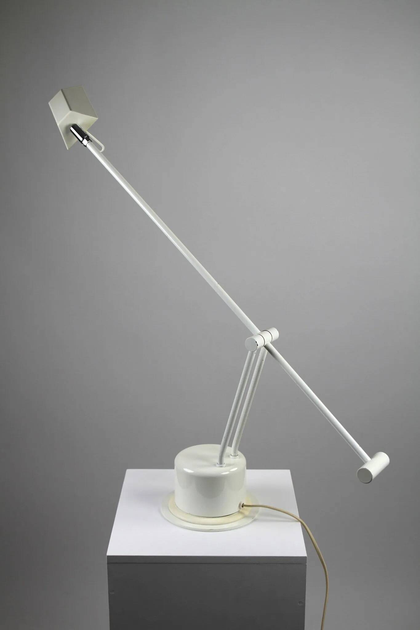 Minimalist White Adjustable Desk Lamp by Massive, Belgium — 1980s