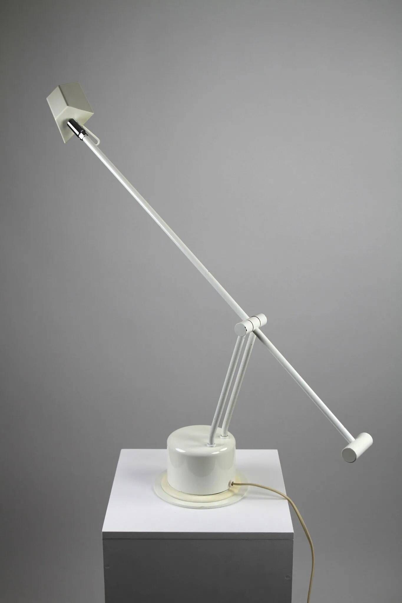 Minimalist White Adjustable Desk Lamp by Massive, Belgium — 1980s