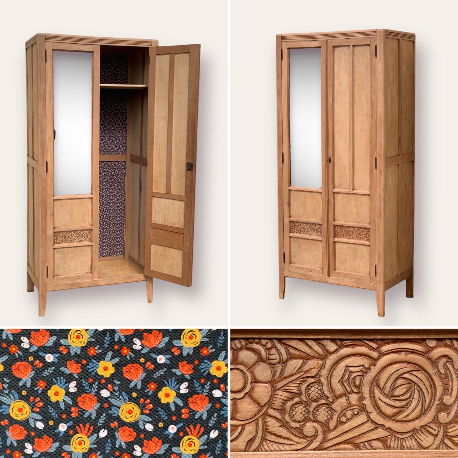 Parisian art deco cabinet 1930 raw wood