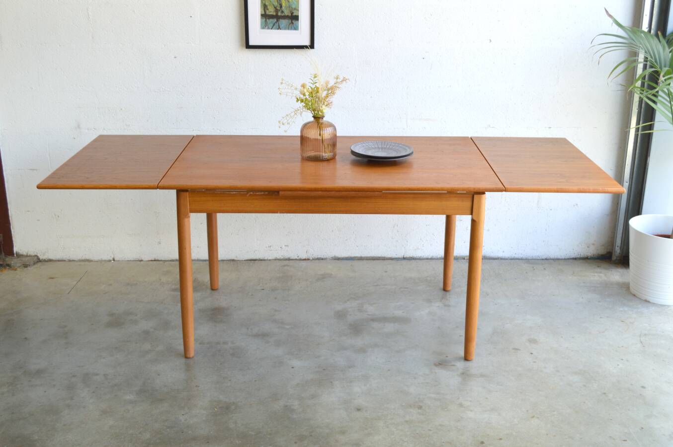 Teak table with Italian extensions 125cm