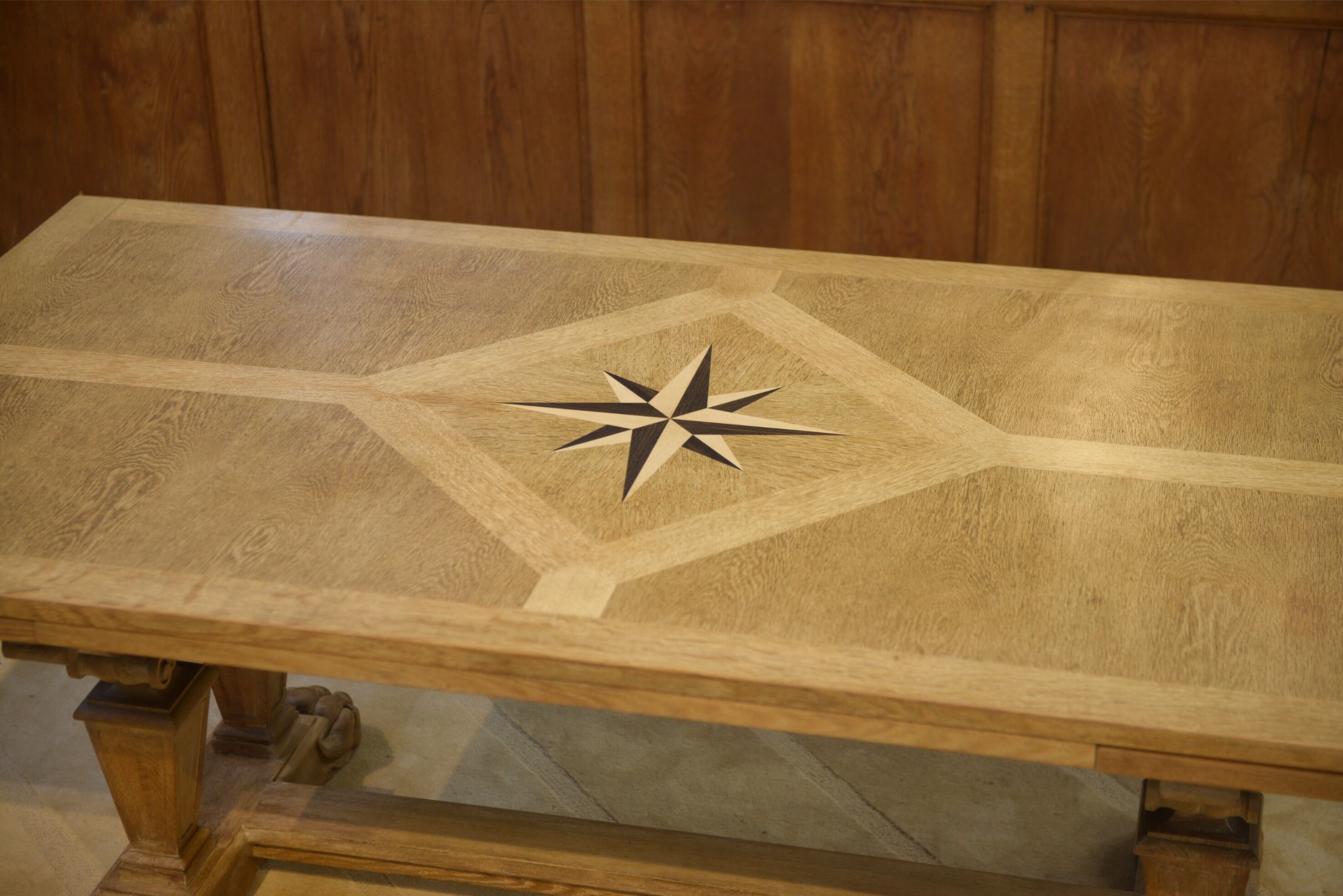 Large sculptural oak table from the 1950s.